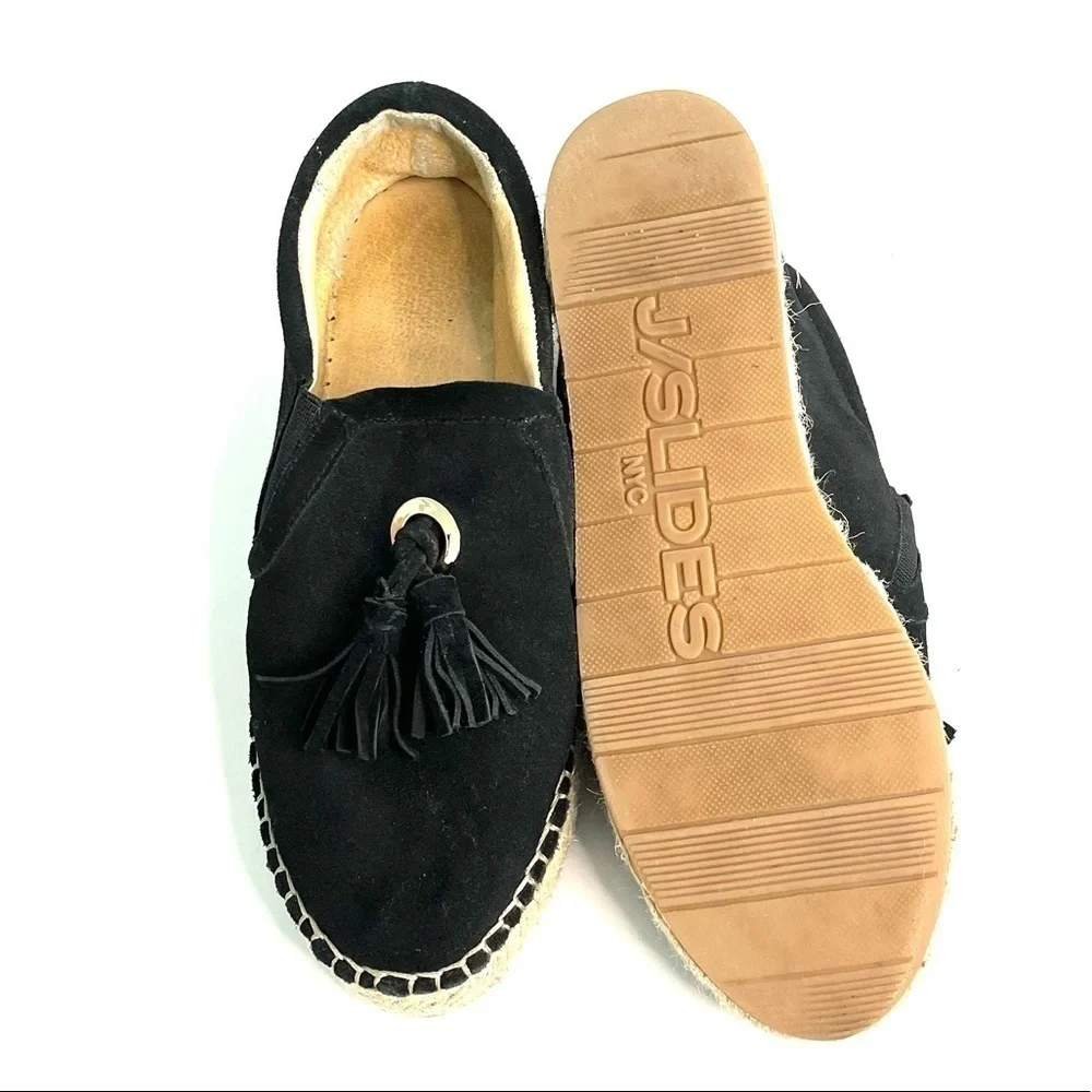 J/Slides Black suede Rosa Tassel Platform Slip-on